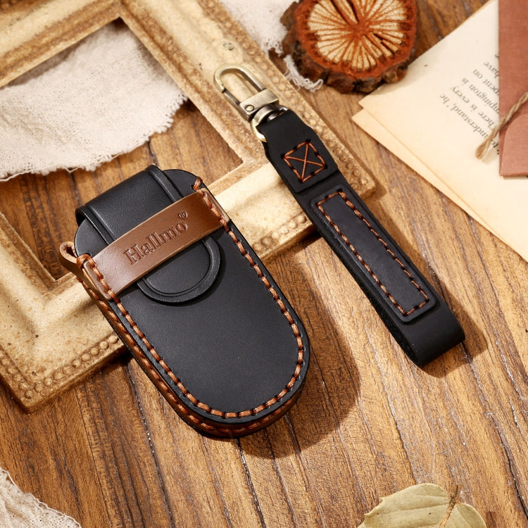 Hallmo Car Cowhide Leather Key Protective Cover Key Case for Jeep Compass