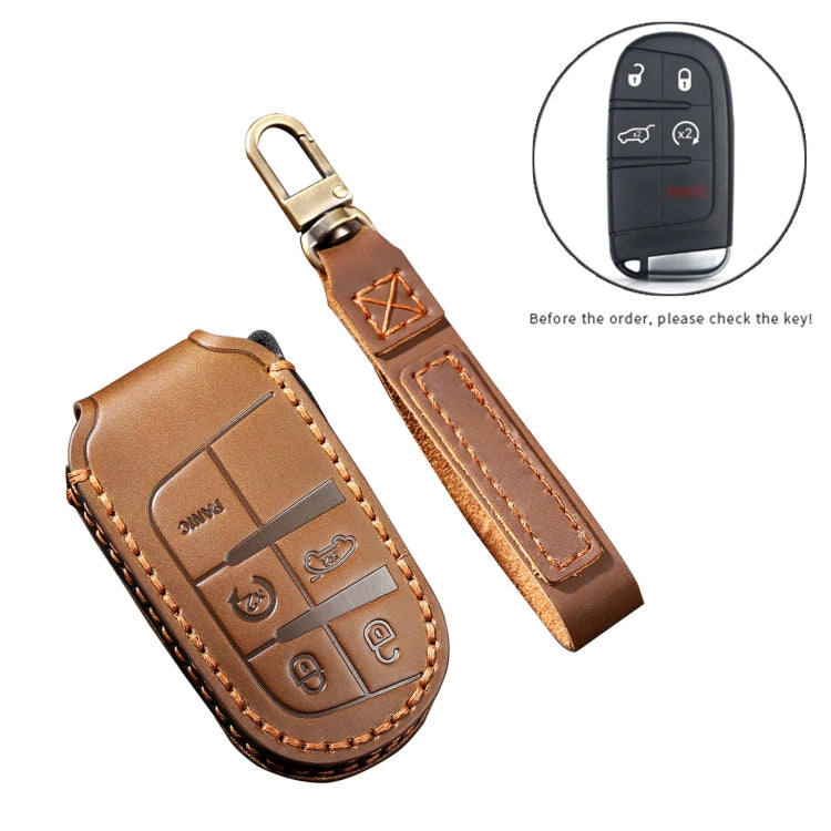 Hallmo Car Cowhide Leather Key Protective Cover Key Case for Jeep Compass