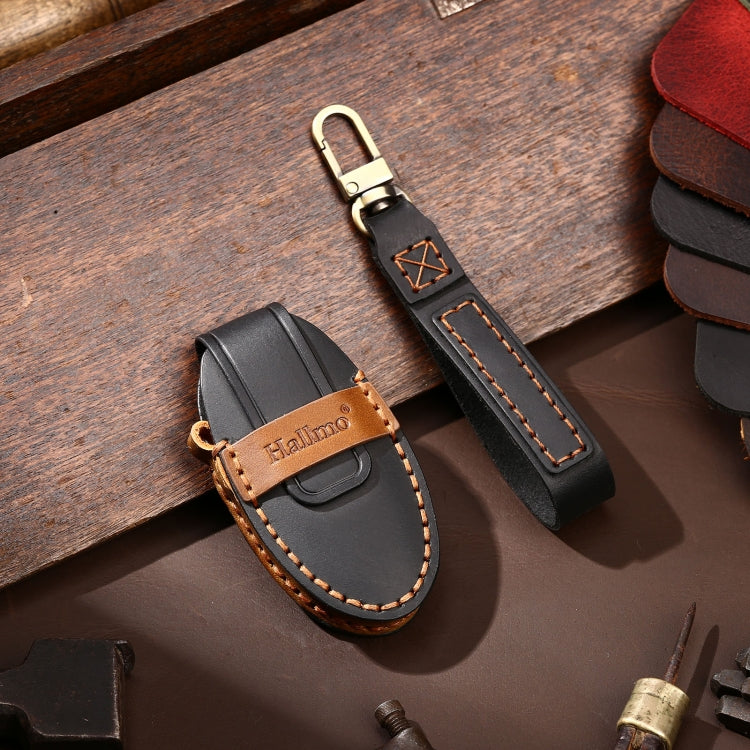 Hallmo Car Cowhide Leather Key Protective Cover Key Case for Nissan Sylphy 2-button