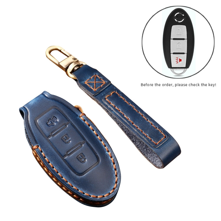 Hallmo Car Cowhide Leather Key Protective Cover Key Case for Nissan Sylphy 3-button Horn