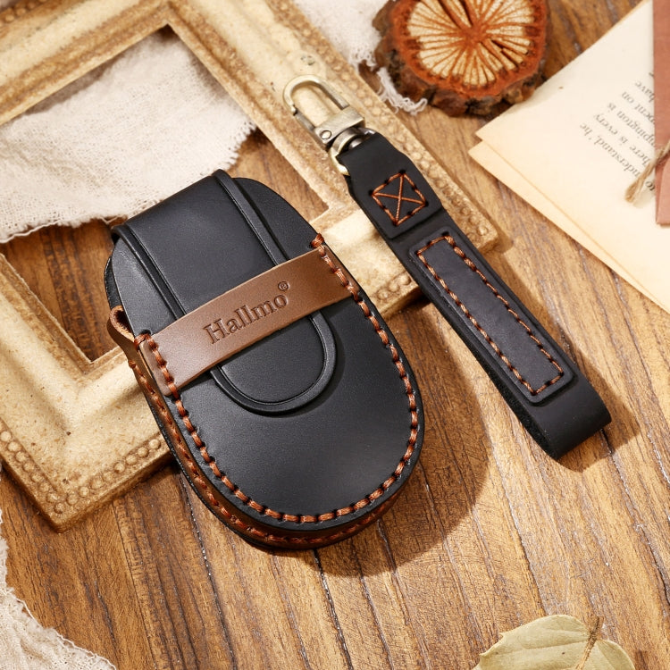 Hallmo Car Cowhide Leather Key Protective Cover Key Case for NIO ES6 / ES8