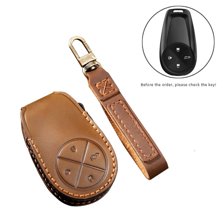 Hallmo Car Cowhide Leather Key Protective Cover Key Case for NIO ES6 / ES8