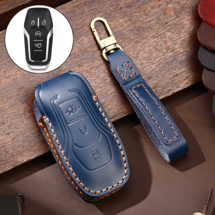 Hallmo Car Cowhide Leather Key Protective Cover Key Case for Ford Focus  A Style