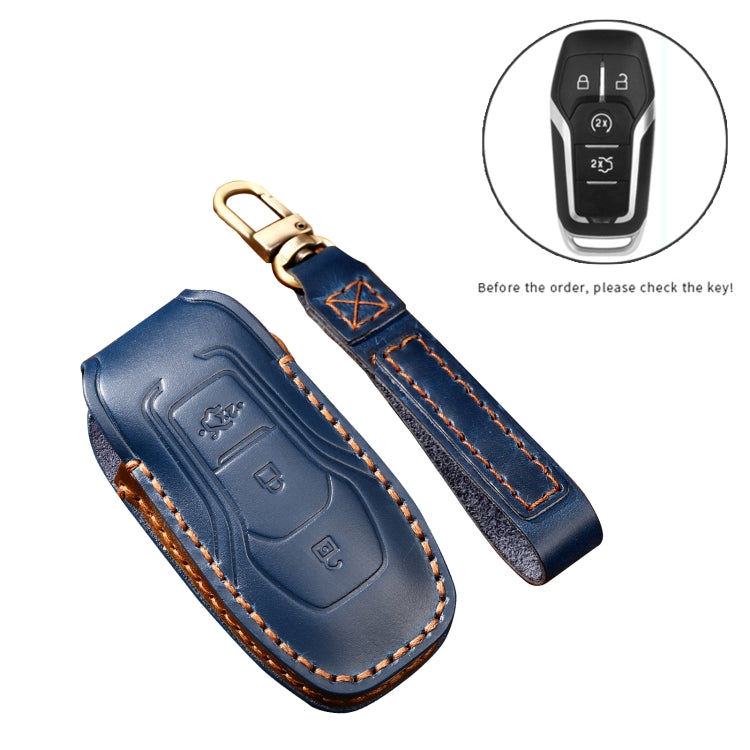 Hallmo Car Cowhide Leather Key Protective Cover Key Case for Ford Focus  A Style