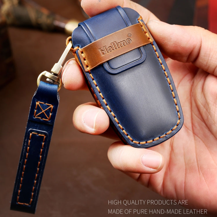 Hallmo Car Cowhide Leather Key Protective Cover Key Case for Ford Focus  A Style