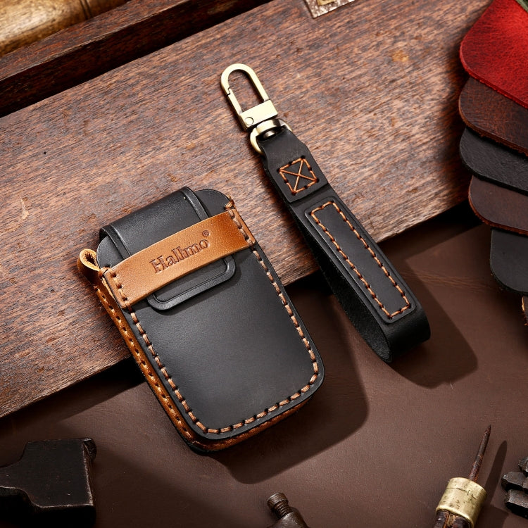 Hallmo Car Cowhide Leather Key Protective Cover Key Case for Land Rover Discovery 5 A Style