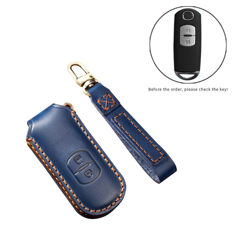 Hallmo Car Cowhide Leather Key Protective Cover Key Case for Mazda Axela 2-button