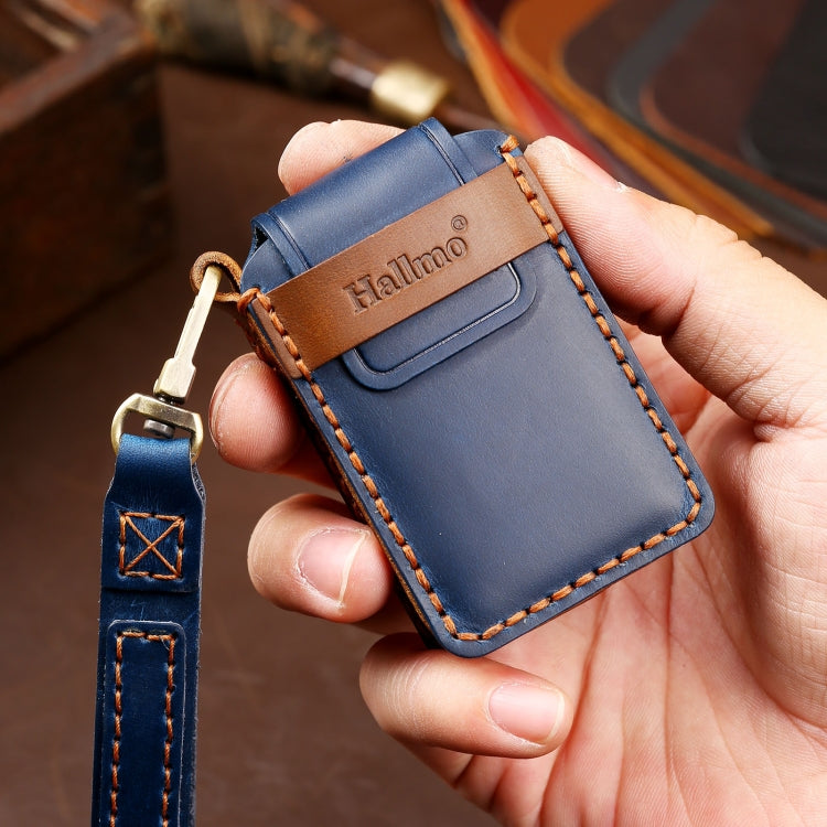 Hallmo Car Cowhide Leather Key Protective Cover Key Case for Volvo 5-button