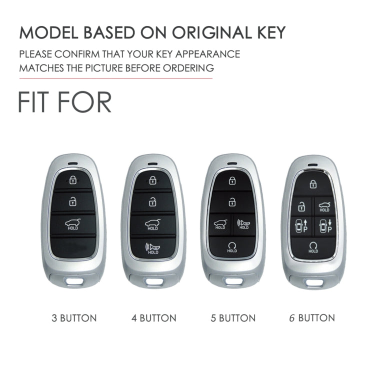 Hallmo Car Cowhide Leather Key Protective Cover Key Case for Hyundai 6-button