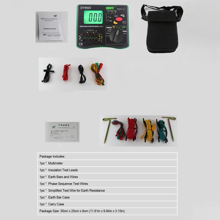 DUOYI DY5500 Car 4 in 1 Digital Multifunction Resistance Tester Insulation Earth Multimeter