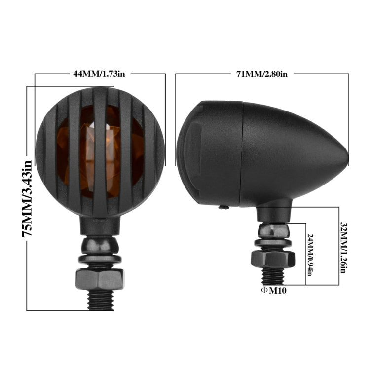 2 PCS PE-ZJ502 Motorcycle Metal Fence Turn Signal Light