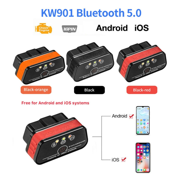 KONNWEI KW901 Android Phone OBD2 Car Bluetooth 5.0 Diagnostic Scan Tools