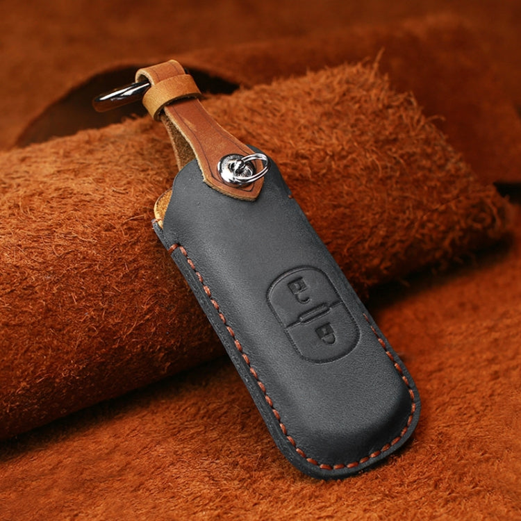 For Mazda Old Style Hallmo Car Cowhide Leather Key Protective Cover Key Case, Two Keys Version