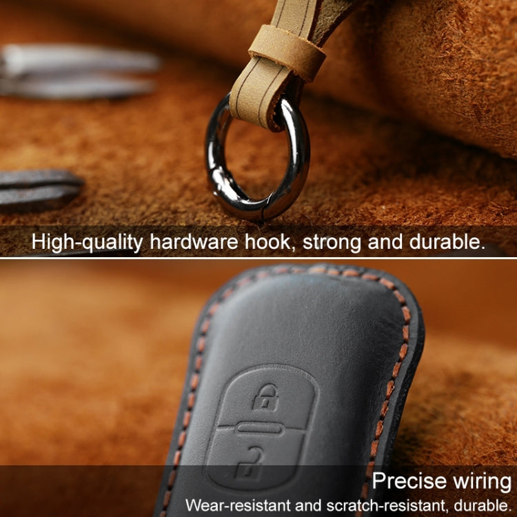 For Mazda Old Style Hallmo Car Cowhide Leather Key Protective Cover Key Case, Two Keys Version