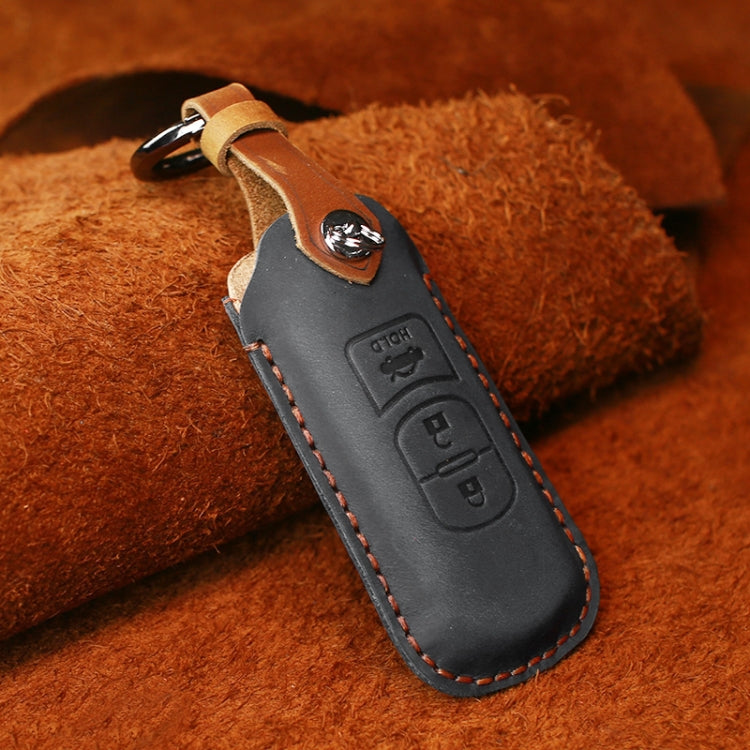 For Mazda Old Style Hallmo Car Cowhide Leather Key Protective Cover Key Case, Three Keys Version