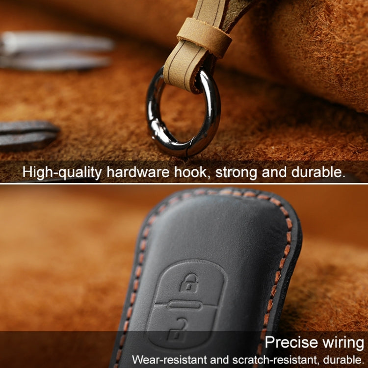 For Mazda Old Style Hallmo Car Cowhide Leather Key Protective Cover Key Case, Three Keys Version