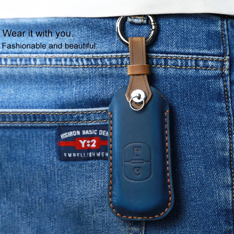 For Mazda Old Style Hallmo Car Cowhide Leather Key Protective Cover Key Case, Three Keys Version