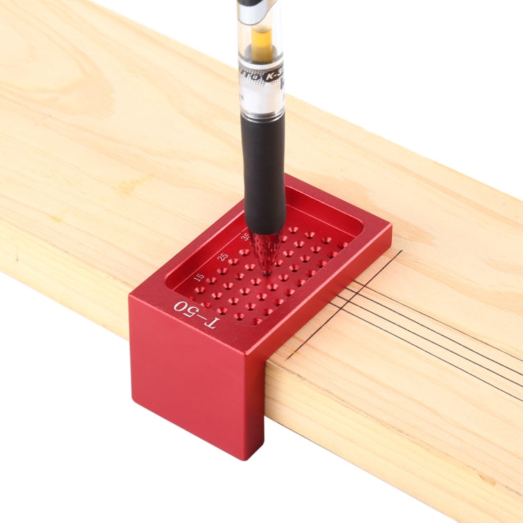 T50 L-Shaped Woodworking Aluminum Alloy Holes Ruler Marking Fixing Tool