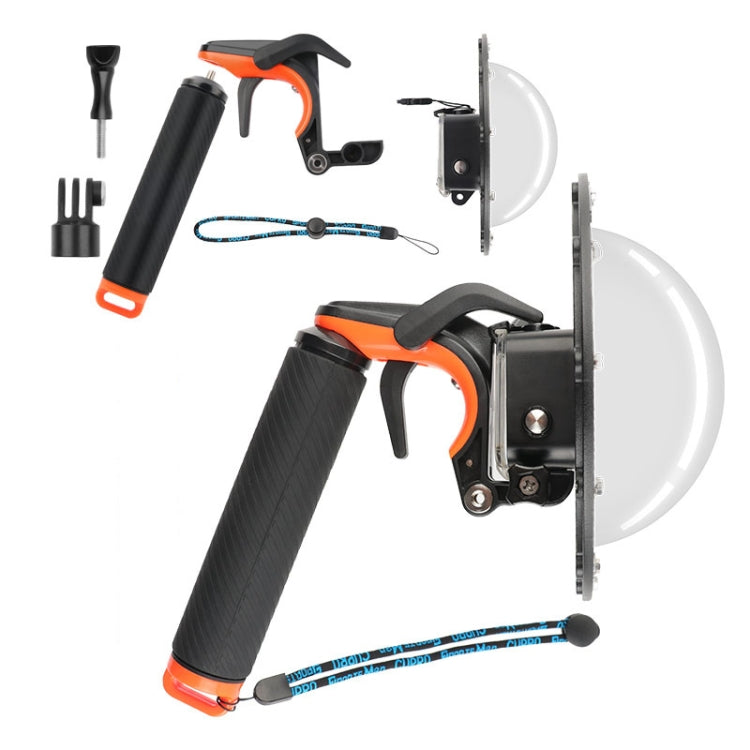 Shutter Trigger + Dome Port Lens Transparent Cover + Floating Hand Grip Diving Buoyancy Stick with Adjustable Anti-lost Strap & Screw & Wrench for GoPro HERO7 /6 /5