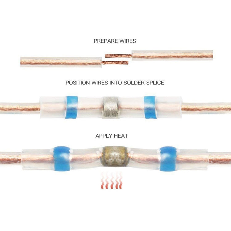 100 PCS AWG26-24 0.25-0.34mm Seal Heat Shrink Butt Wire Connectors White Terminals Solder Sleeve