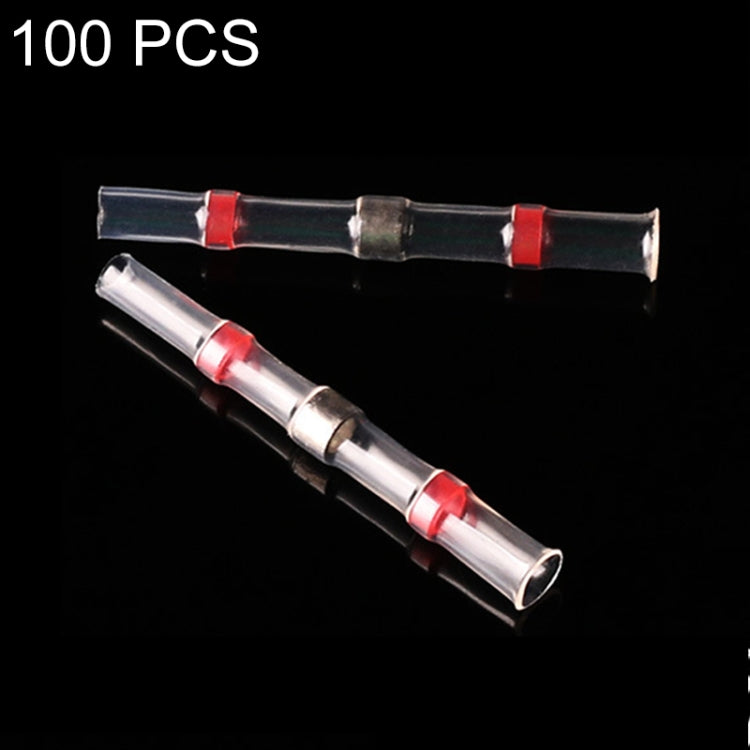 100 PCS AWG22-18 0.5-1.5mm Seal Heat Shrink Butt Wire Connectors Red Terminals Solder Sleeve