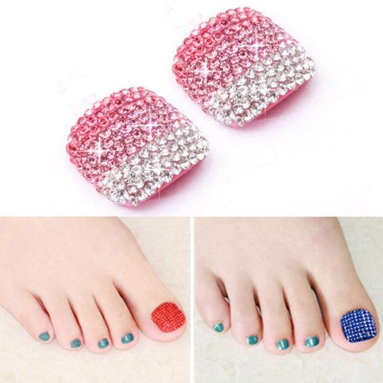 2 PCS Crystal Fake Nail Art Tips Rhinestone Full Cover Toenails Decals Stickers