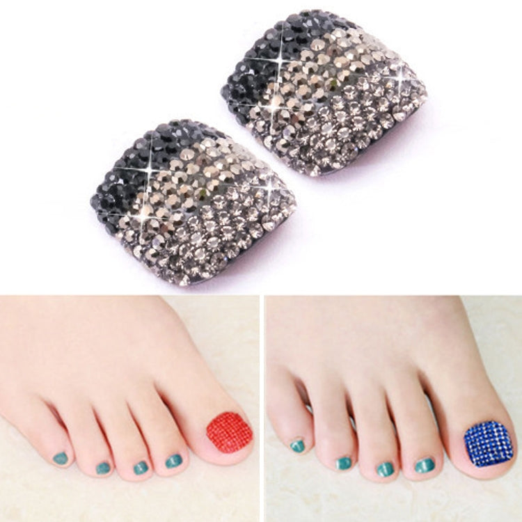 2 PCS Crystal Fake Nail Art Tips Rhinestone Full Cover Toenails Decals Stickers