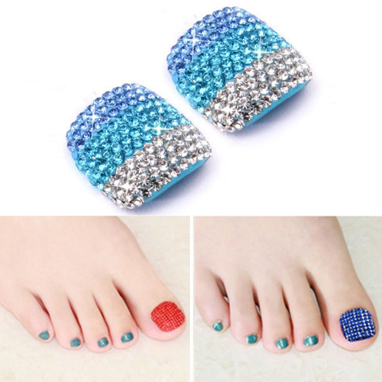 2 PCS Crystal Fake Nail Art Tips Rhinestone Full Cover Toenails Decals Stickers