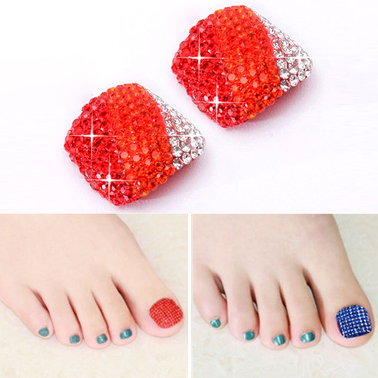 2 PCS Crystal Fake Nail Art Tips Rhinestone Full Cover Toenails Decals Stickers