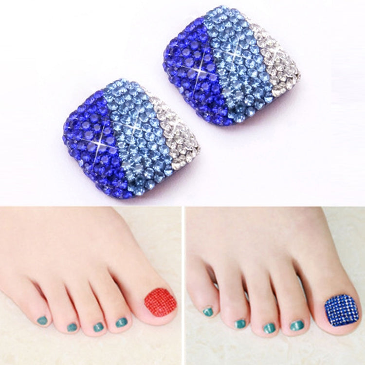 2 PCS Crystal Fake Nail Art Tips Rhinestone Full Cover Toenails Decals Stickers