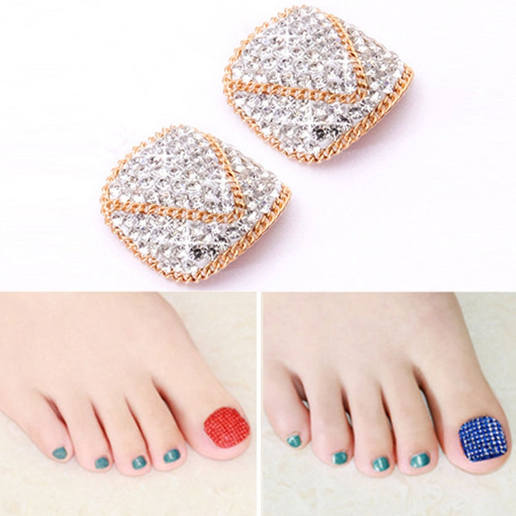 2 PCS Crystal Fake Nail Art Tips Rhinestone Full Cover Toenails Decals Stickers
