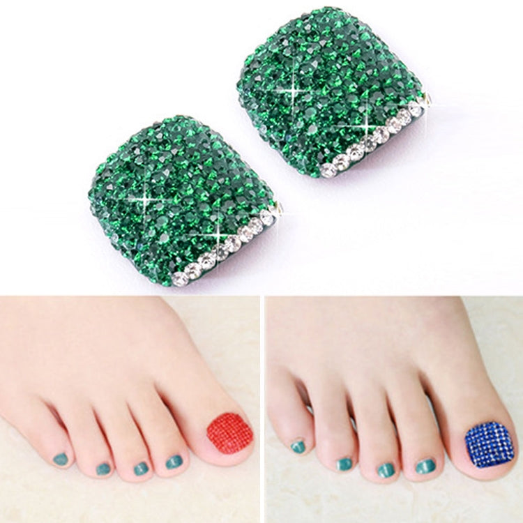 2 PCS Crystal Fake Nail Art Tips Rhinestone Full Cover Toenails Decals Stickers