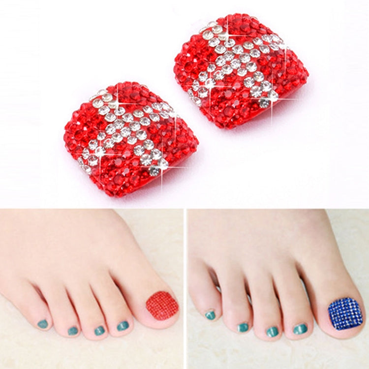 2 PCS Crystal Fake Nail Art Tips Rhinestone Full Cover Toenails Decals Stickers