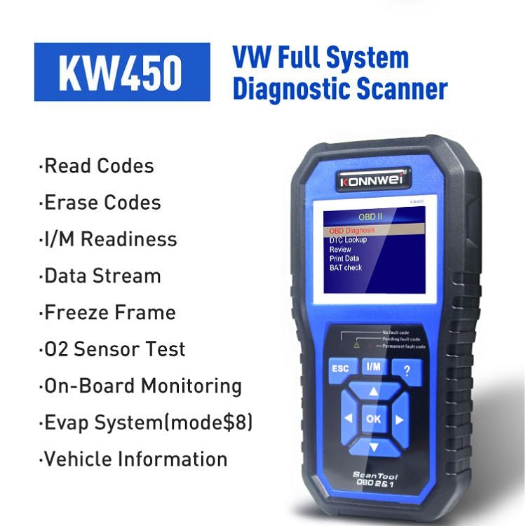 KONNWEI KW450 Car 2.8 inch TFT Color Screen Battery Tester Support 2 Languages / System  XP WIN7 WIN8 WIN10