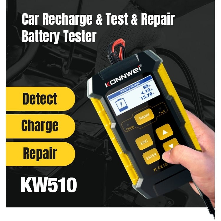 KONNWEI KW510 3 in 1 Car Battery Tester / Charger / Repairer, Support 8 Languages