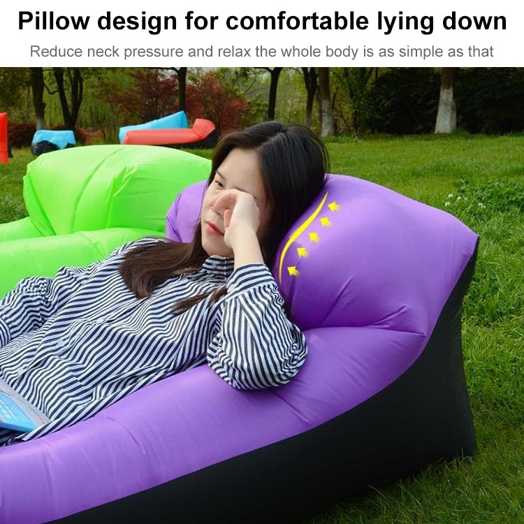 Color-blocking Pillow Style 210T Tear-proof Plaid Cloth Inflatable Sofa Outdoor Portable Air Sleeping Bag Beach Inflatable Floating Row, Size: 240 x 55cm