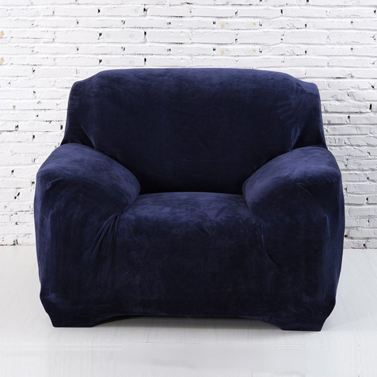 Single Seat Solid Color Plush Elastic Full Coverage Non-slip Sofa Cover