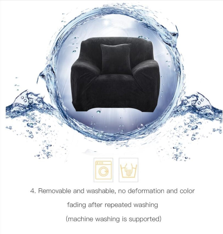 Single Seat Solid Color Plush Elastic Full Coverage Non-slip Sofa Cover