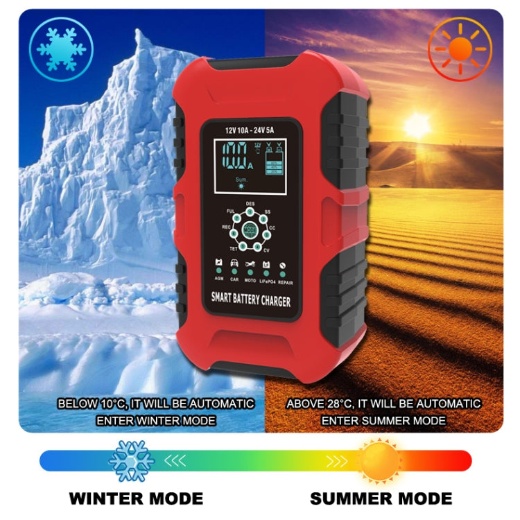 FOXSUR 10A 12V 7-segment Motorcycle / Car Smart Battery Charger