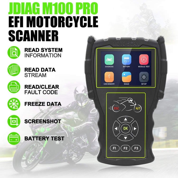 JDiag M100 PRO Intelligent Motorcycle Electronic Fuel Injection System Diagnostic Instrument, Fully Equipped Version