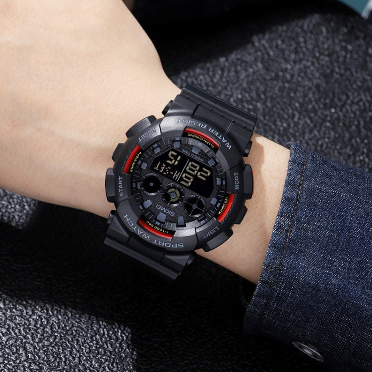 SKMEI 1857 Stainless Steel Buckle PU Strap Waterproof Electronic Watch