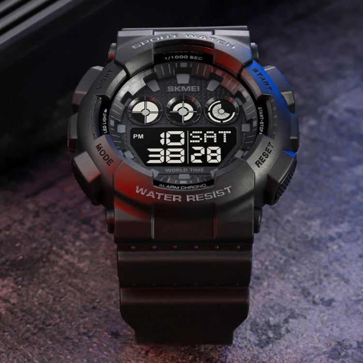 SKMEI 1857 Stainless Steel Buckle PU Strap Waterproof Electronic Watch