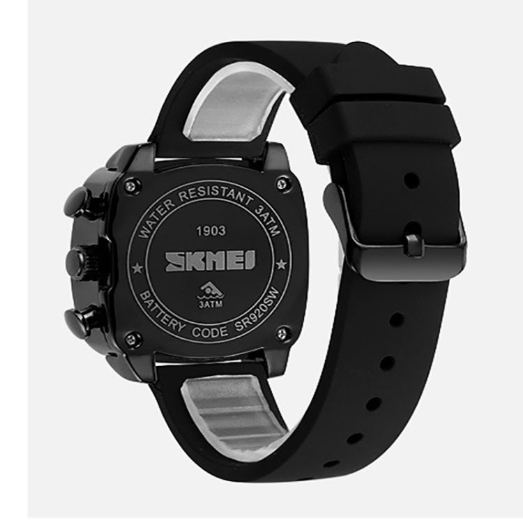 SKMEI 1903 Stainless Steel Buckle Silicone Strap Waterproof Quartz Watch