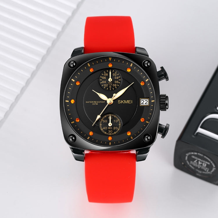 SKMEI 1903 Stainless Steel Buckle Silicone Strap Waterproof Quartz Watch