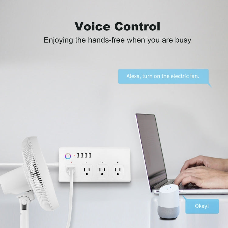 SM-SO301-U 2500W 4 Holes + 4 USB Smart Power Strip, US Plug