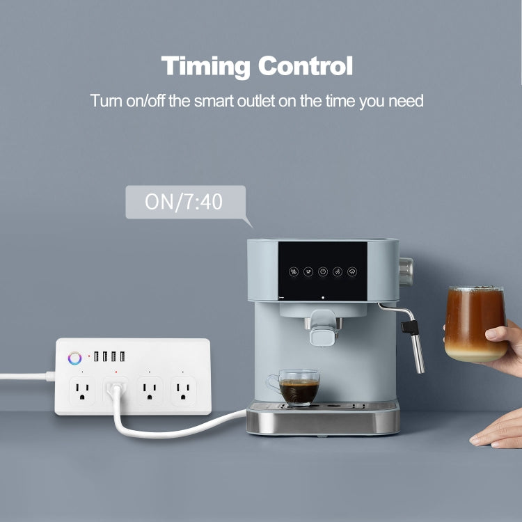 SM-SO301-U 2500W 4 Holes + 4 USB Smart Power Strip, US Plug