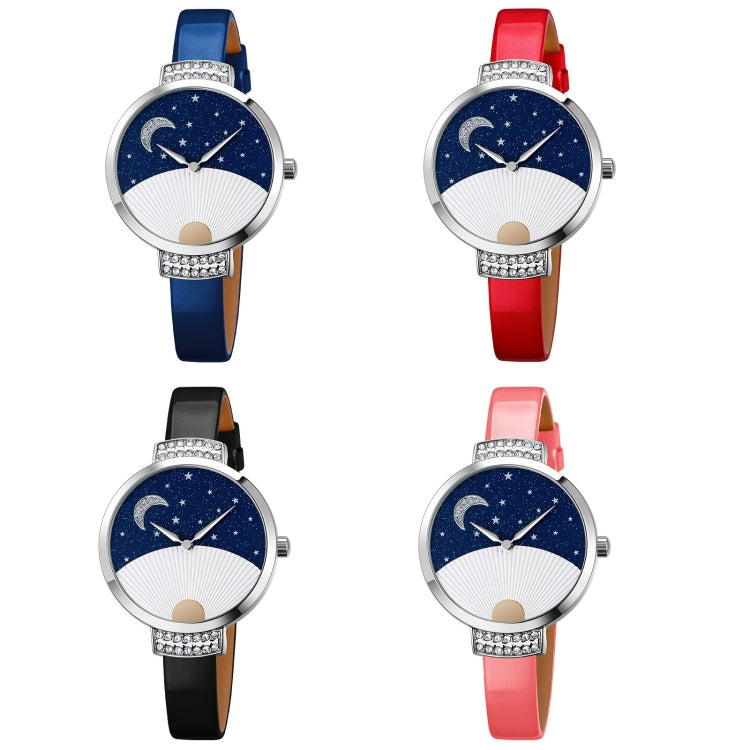 SKMEI 9279 Stainless Steel Buckle Genuine Leather Strap Waterproof Quartz Watch