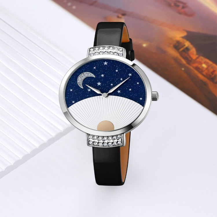 SKMEI 9279 Stainless Steel Buckle Genuine Leather Strap Waterproof Quartz Watch