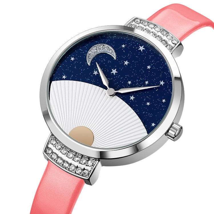 SKMEI 9279 Stainless Steel Buckle Genuine Leather Strap Waterproof Quartz Watch