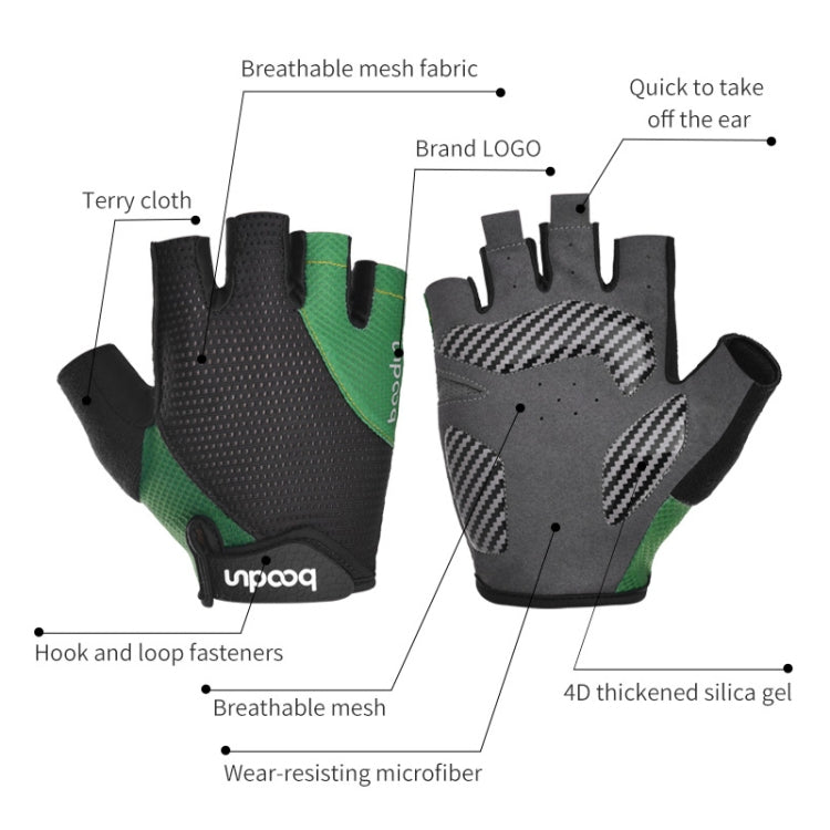 BOODUN 1408 4D Silicone Shock Absorbing Half Finger Breathable Bicycle Outdoor Riding Gloves